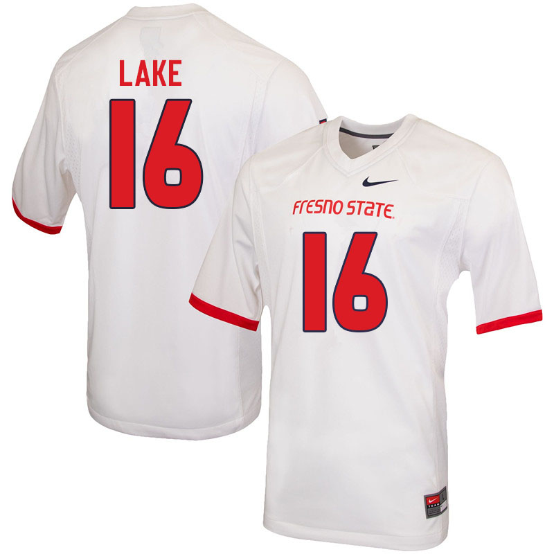 Men #16 Grant Lake Fresno State Bulldogs College Football Jerseys Sale-White